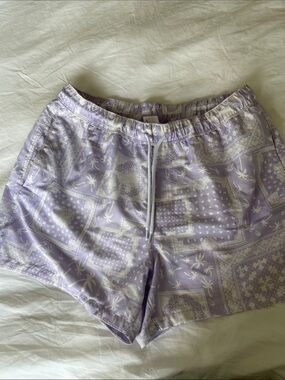 Men’s Lavender Printed Elastic Waist swim shorts